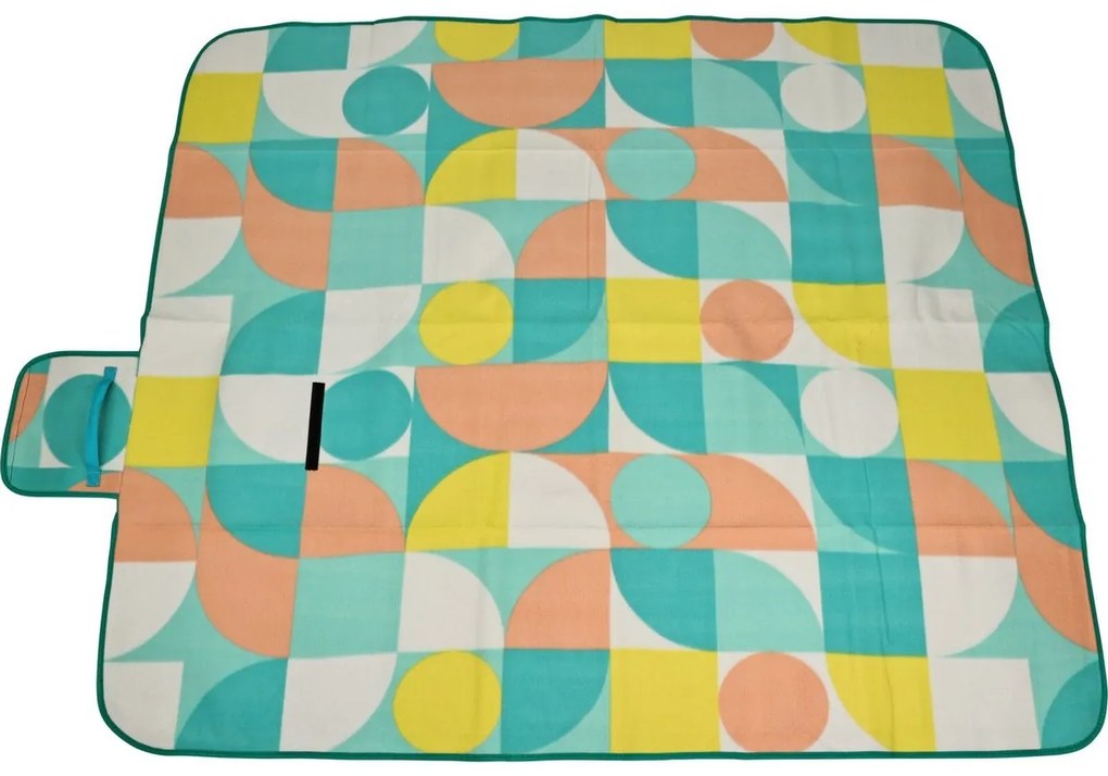 Pătură de picnic Retro cube 130 x 150 cm, albastru