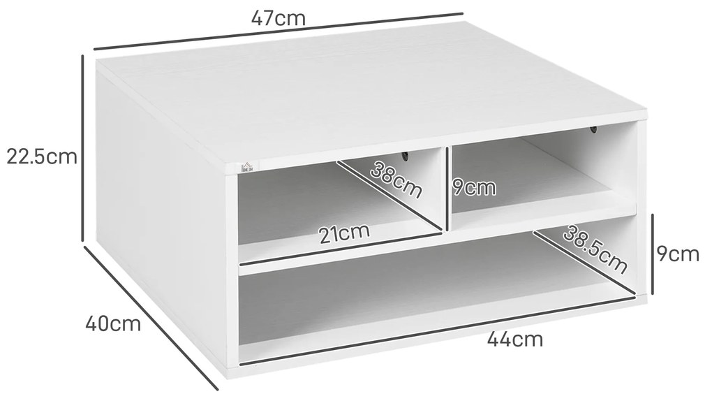 HOMCOM Suport pentru Imprimantă cu 2 Niveluri, 47x40x27.5 cm, Alb | Aosom Romania