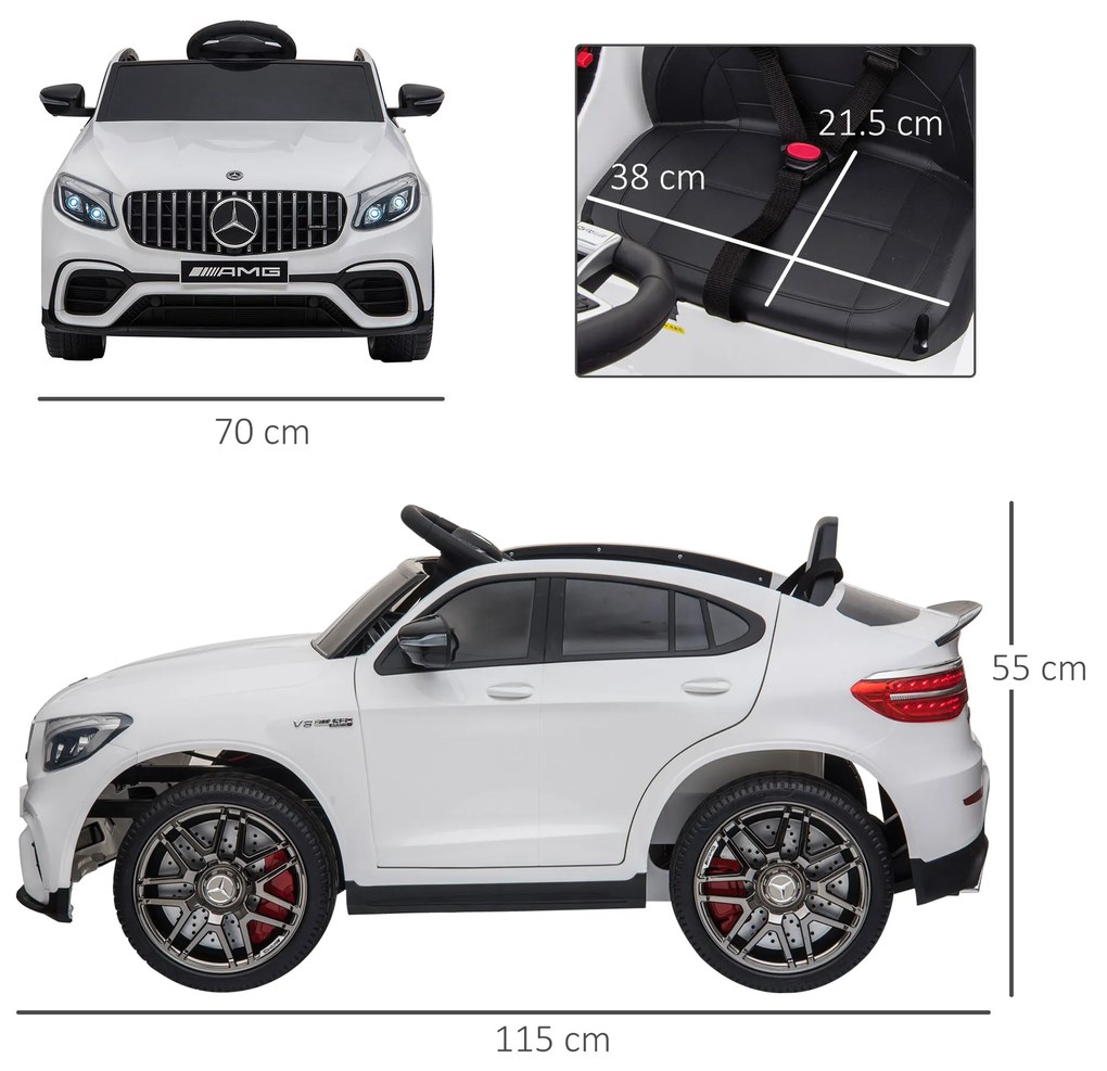 Homcom Masina Electrica Copii – Mercedes, 3-5 Ani cu Centura Siguranta | Aosom Romania