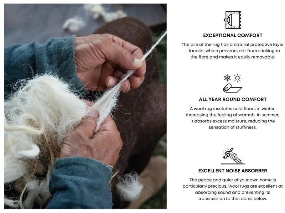 Covor gri din lână 170x240 cm Jolene graphite – Agnella