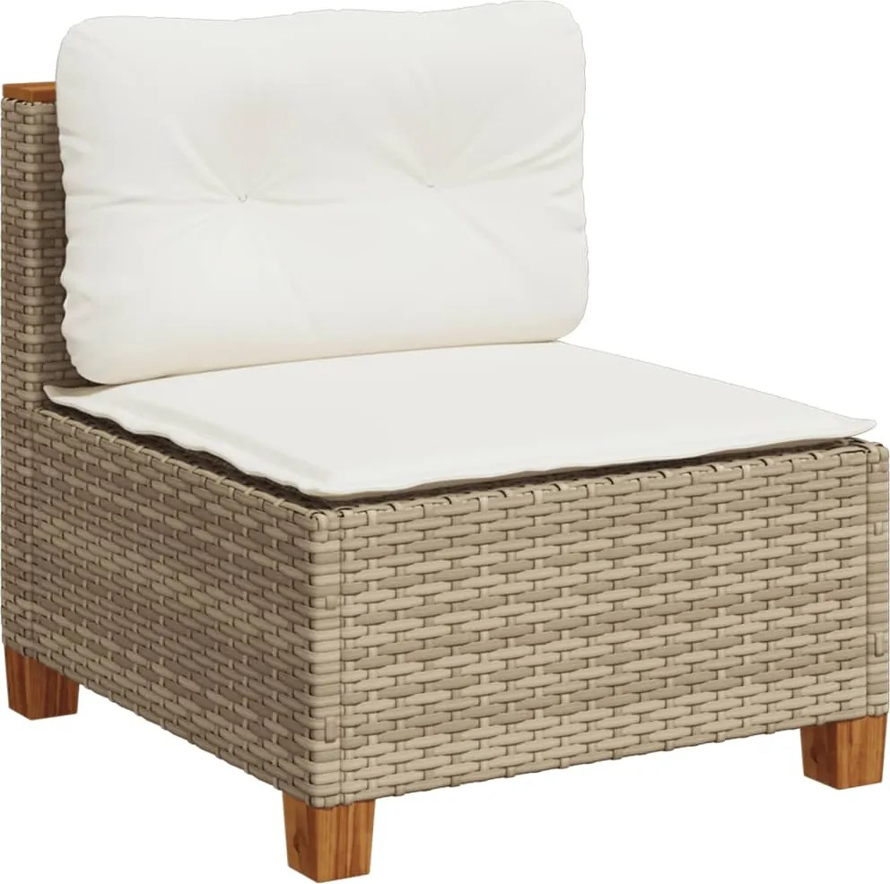 vidaXL Canapea de grădină fără cotiere, cu perne, bej, poliratan