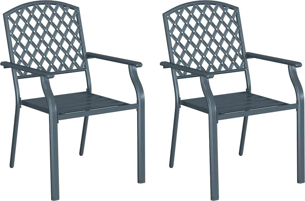 vidaXL Scaun pentru Grădină 2 pcs Antracit 56 x 65 x 89 cm Oțel