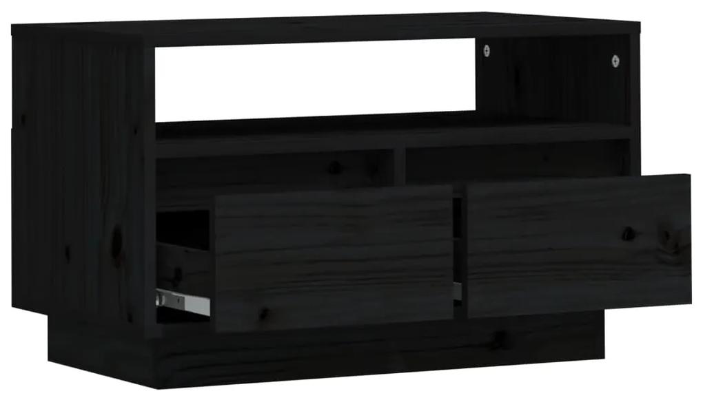 Comoda TV, negru, 60x35x37 cm, lemn masiv de pin 1, Negru