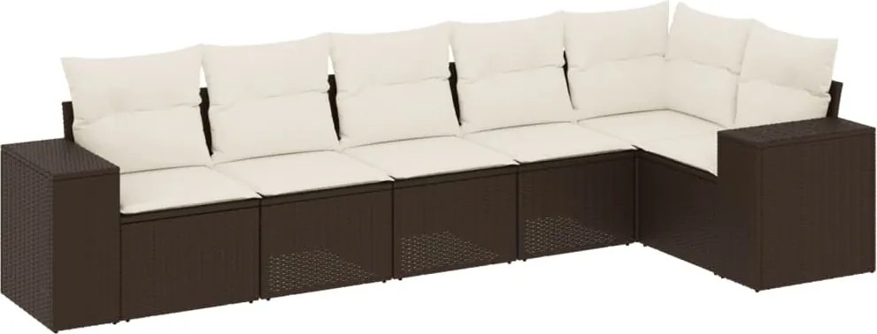 vidaXL Set canapele de grădină cu perne, 6 piese, maro, poliratan