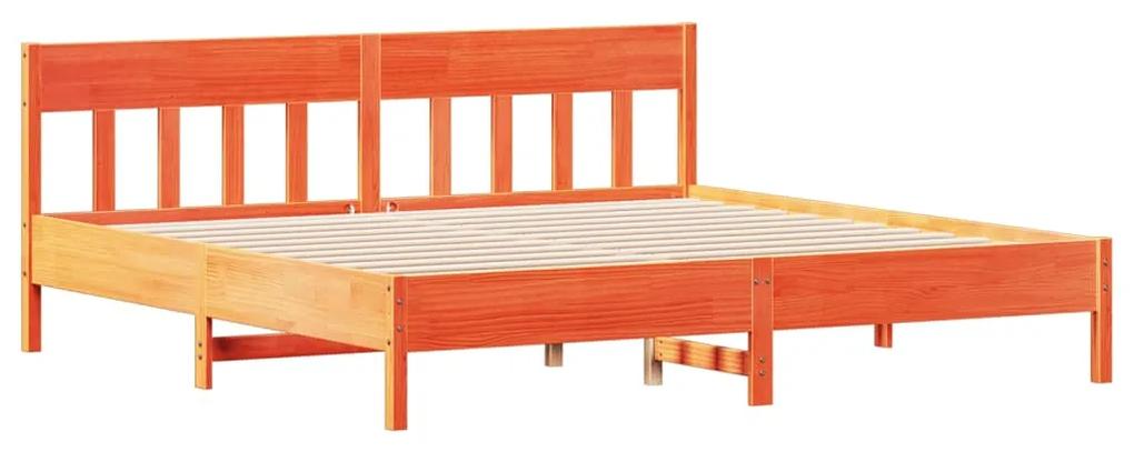 3216202 vidaXL Cadru de pat cu tăblie, maro ceruit, 200x200 cm, lemn masiv pin
