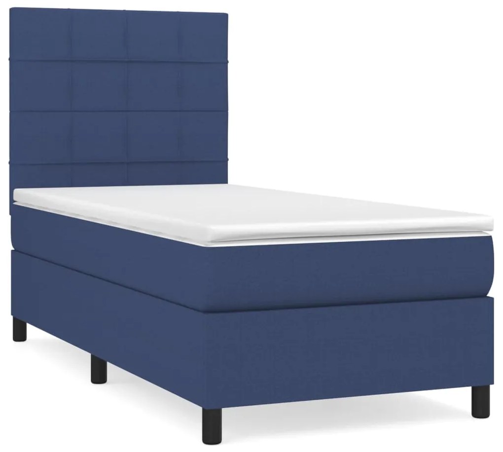 3141735 vidaXL Pat box spring cu saltea, albastru, 80x200 cm, textil