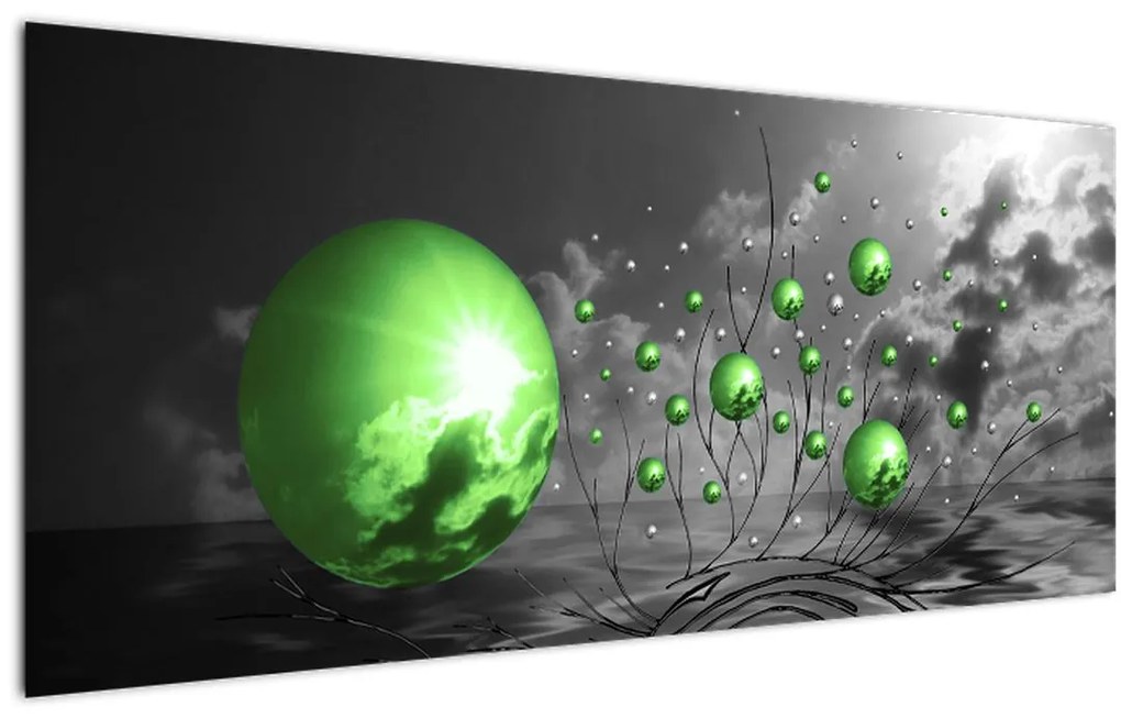 Tablou  bilelor verzi abstracte (120x50 cm), în 40 de alte dimensiuni noi