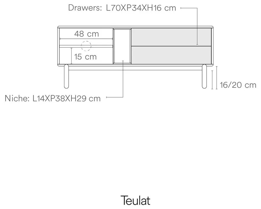 Masă TV albă 140x56 cm Corvo - Teulat