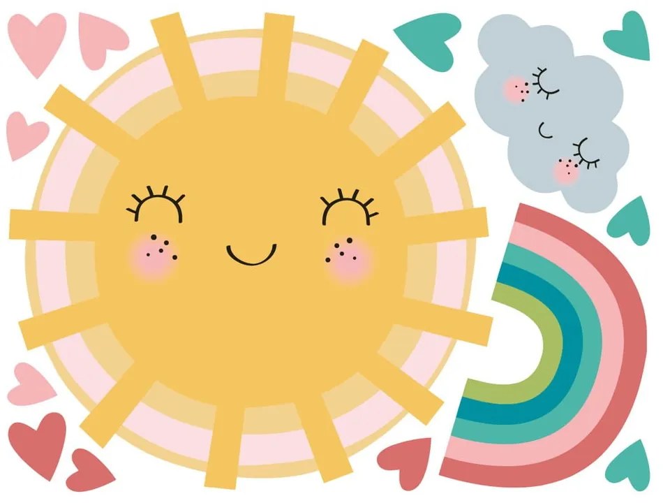 Set autocolante pentru perete Ambiance Sun, Clound and Rainbow