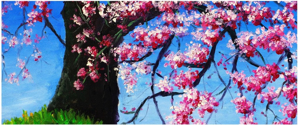 Tablou - Cireș înflorit - pictură (120x50 cm)