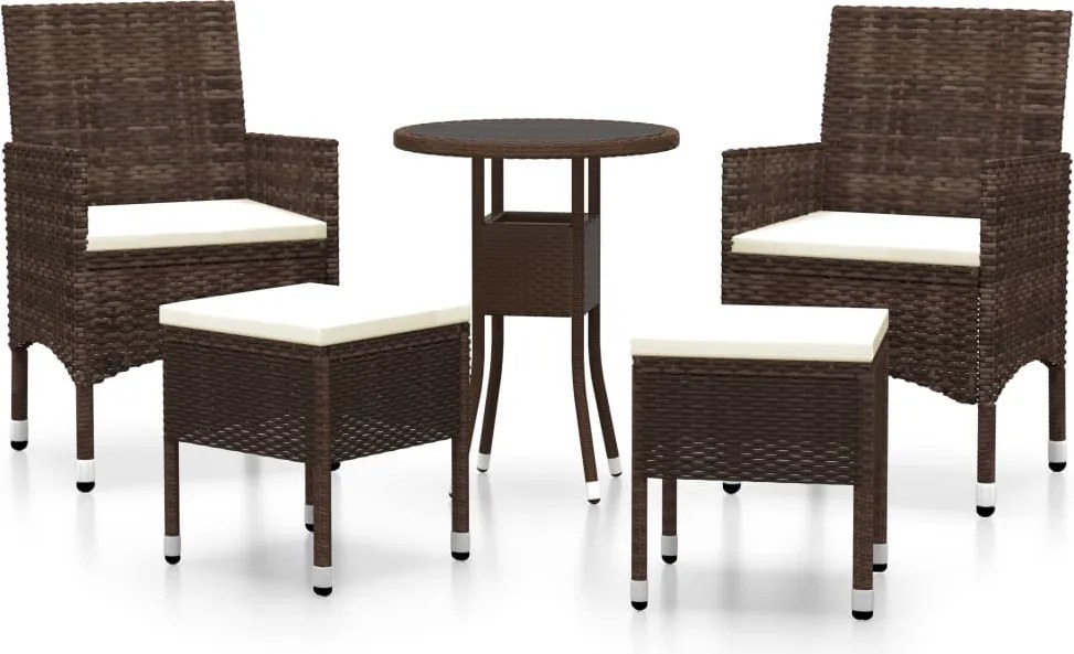 vidaXL Set mobilier de grădină, 5 piese, maro, poliratan