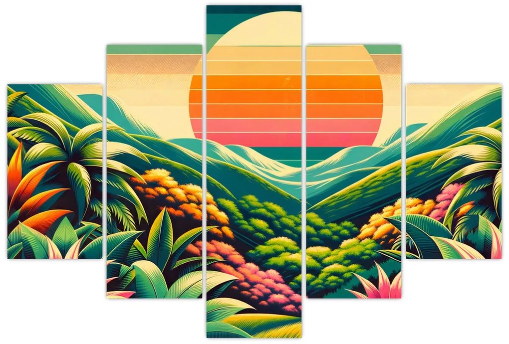 Tablou - Apus de soare multicolor (150x105 cm)