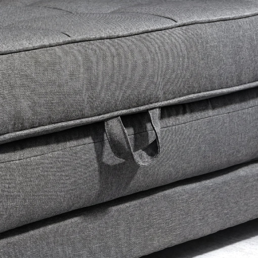 HOMCOM Canapea Extensibilă din Material Textil 2 Locuri cu Capitonaj și Arcuri, 151x75x85 cm, Gri | Aosom Romania
