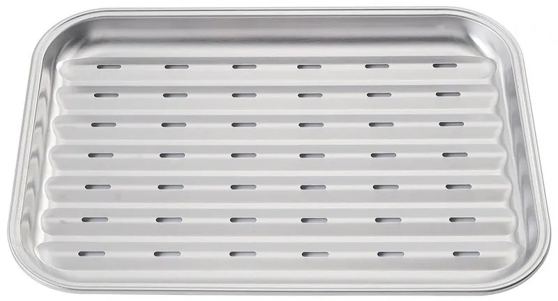 Tava pentru gratar Kinghoff KH 1916, 34.2x24.5 cm, Otel inoxidabil, Perforata, Inox