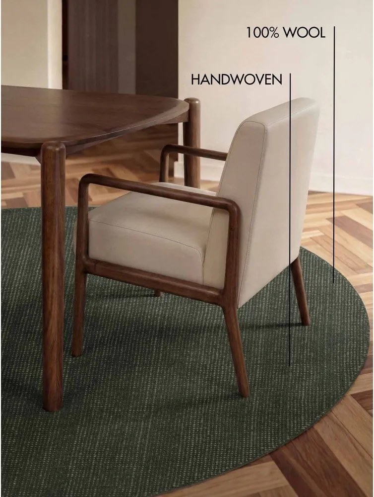 Covor verde închis țesut manual rotund din lână ø 200 cm Greenwich – Ted Baker