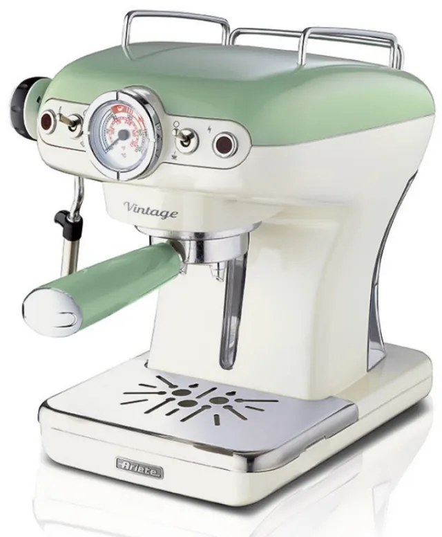 Espressor manual Ariete VINTAGE 1389/14, 850W, 15 bar, 0.9 L, Cafea macinata si padurit ESE, Maxi-Cappuccino, Verde