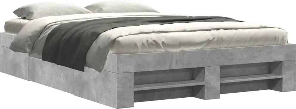 vidaXL Cadru de pat, gri beton, 120x200 cm, lemn prelucrat