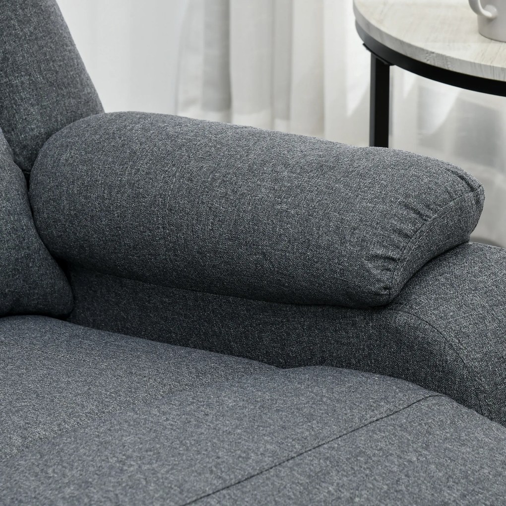HOMCOM Fotoliu de relaxare, funcție de culcare și suport de picioare, reglabil, până la 150 kg, cadru din oțel, 90 x 96 x 98 cm, Gri | Aosom Romania