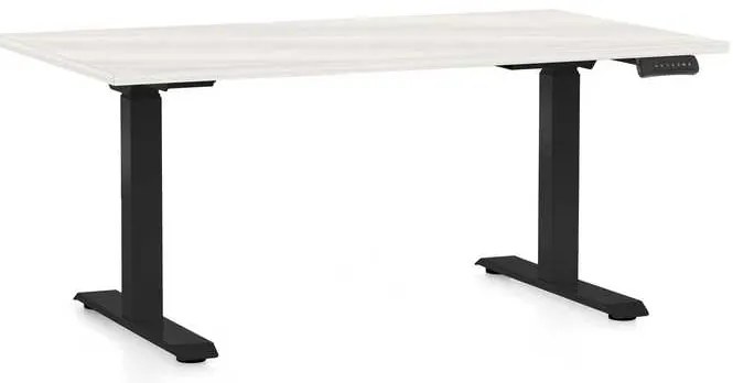 Masă înălțime reglabilă OfficeTech C, 140 x 80 cm, picioare negre, frasin alb