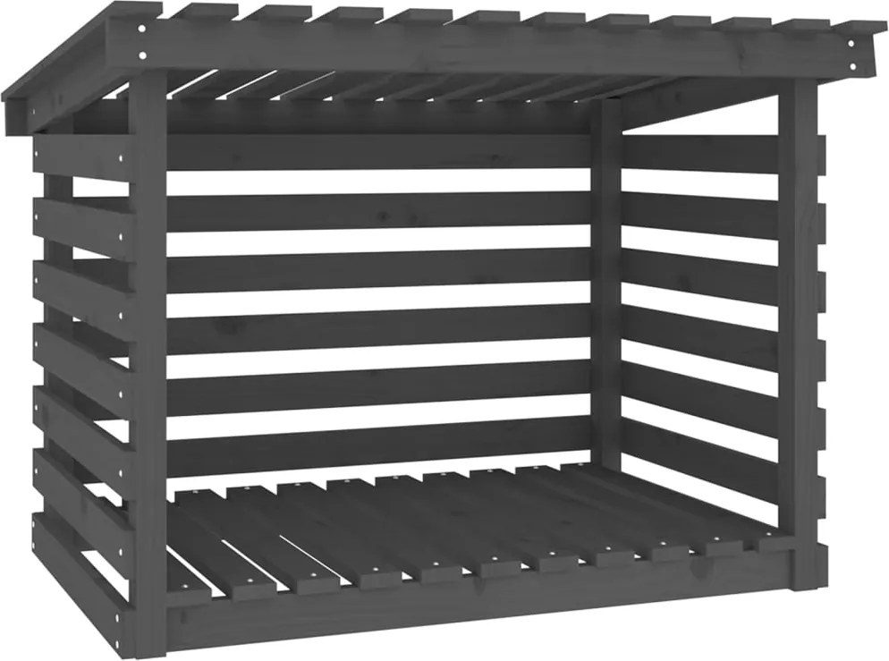 vidaXL Rastel pentru lemne de foc, gri, 108x73x79 cm, lemn masiv pin