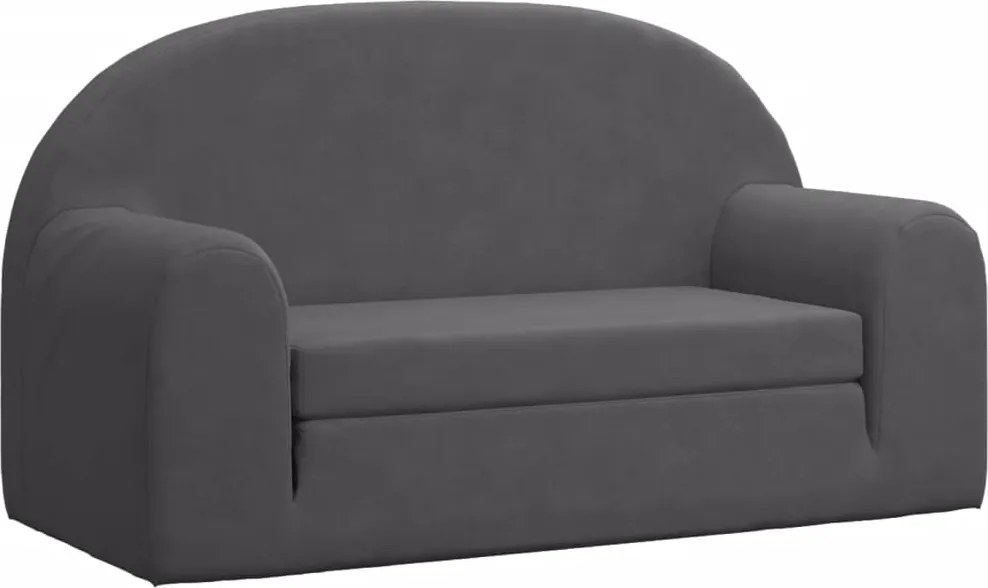 vidaXL Canapea extensibilă de copii cu 2 locuri, antracit, pluș moale