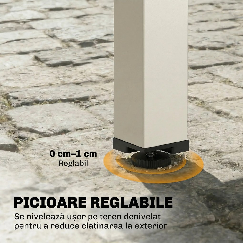 Outsunny Masă Extensibilă din Aluminiu pentru Exterior, Blat din Sticlă Temperată, Crem. | Aosom Romania