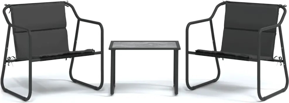vidaXL Set mobilier de grădină, cu perne, antracit, 3 piese, oțel