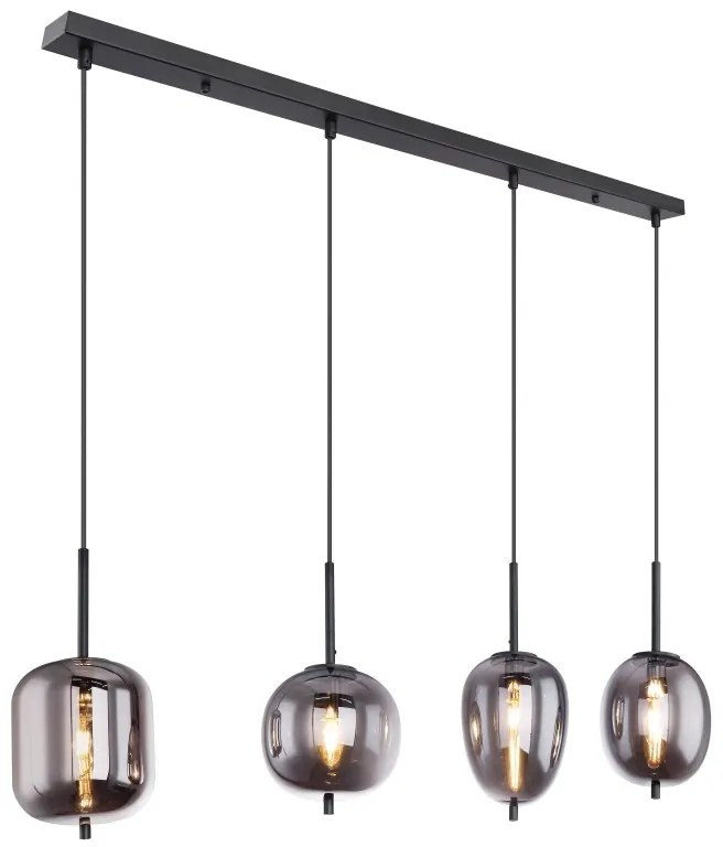 Lustra suspendata cu 4 pendule design modern BLACKY fumuriu 15345-4 GL