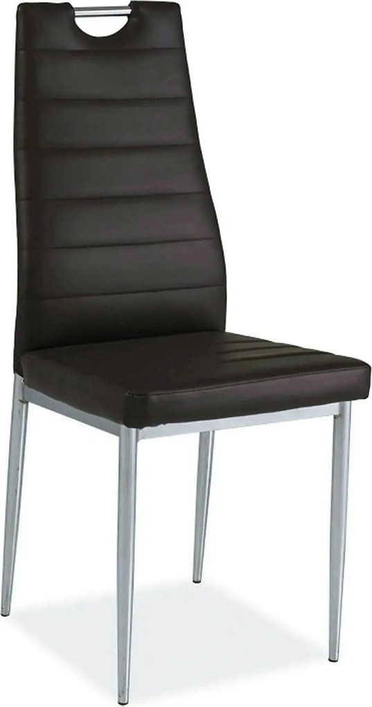 Scaun tapitat H260, maro/crom, piele ecologica/metal, 40X38X96 cm