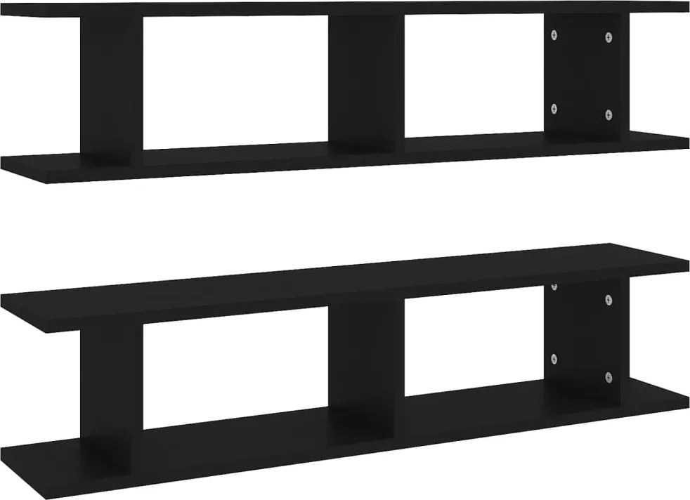 vidaXL Rafturi de perete, 2 bucâți, negru, 90x18x20 cm, PAL