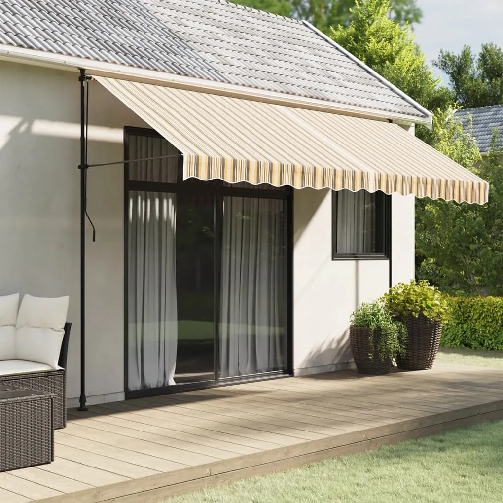 vidaXL Pânză de rezervă copertină, dungi multicolore, 4x3 m