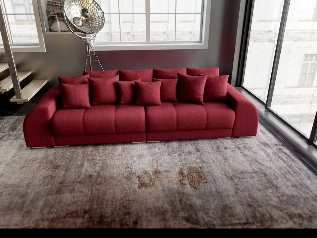 Canapea extensibilă dumonde cu 2 lăzi de depozitare si sezut confortabil din spuma high-density, Verona Enjoy Red 310x100 cm