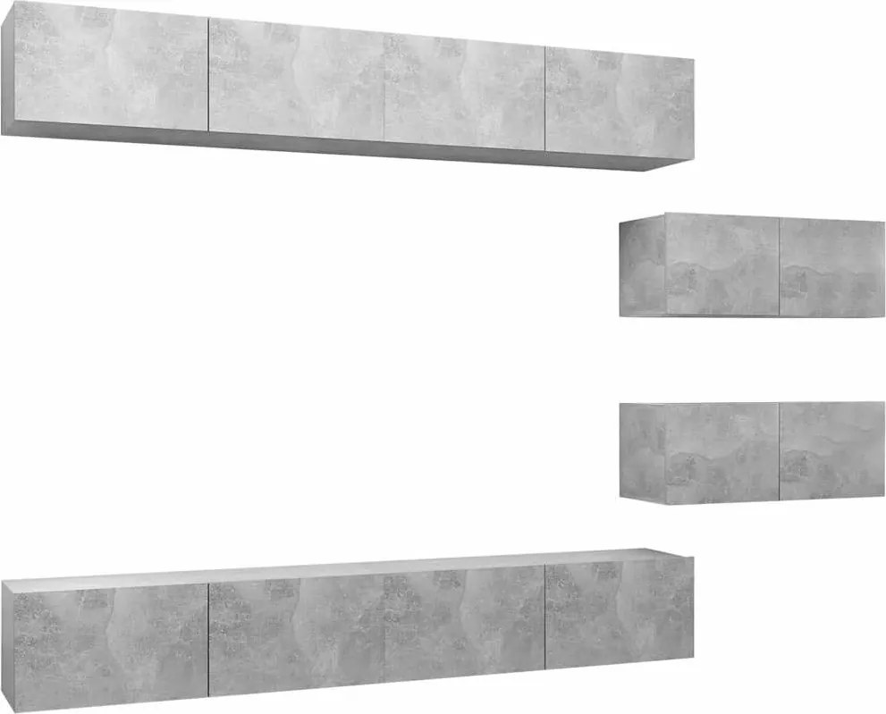 vidaXL Set de dulapuri TV, 6 piese, gri beton, lemn prelucrat