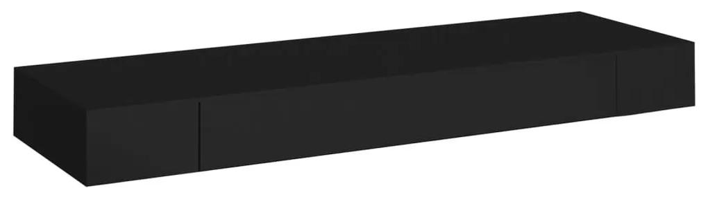 Raft de perete suspendat cu sertar, negru, 80 x 25 x 8 cm 1, 80 x 25 x 8 cm