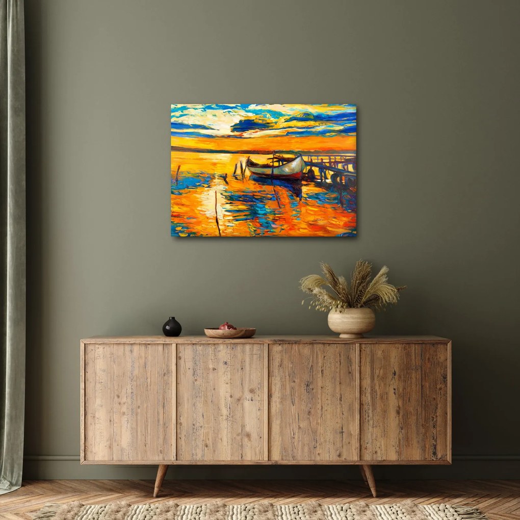 Tablou - Barca la apus de soare (70x50 cm)