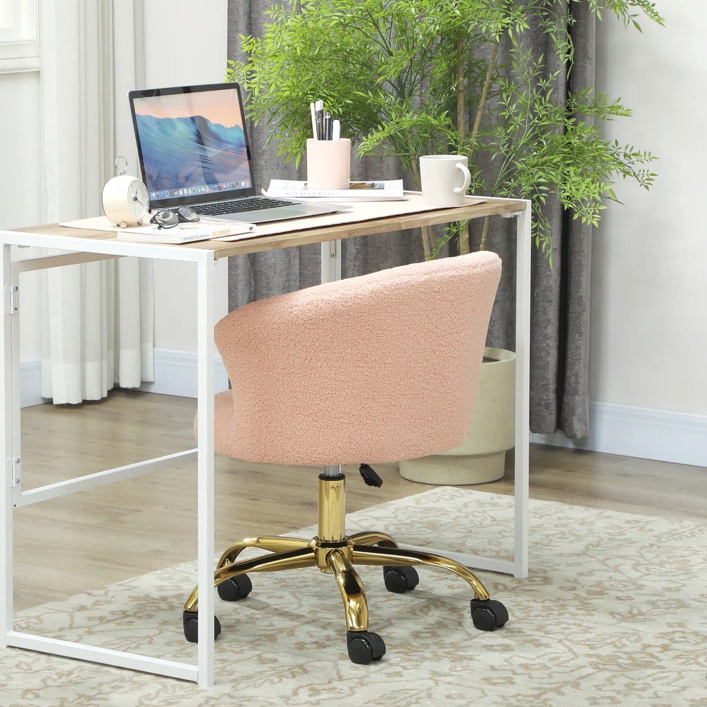 Vinsetto Fotoliu de birou, fotoliu ergonomic reglabil în înălțime, șezut rotativ, picior din oțel, roz | Aosom Romania