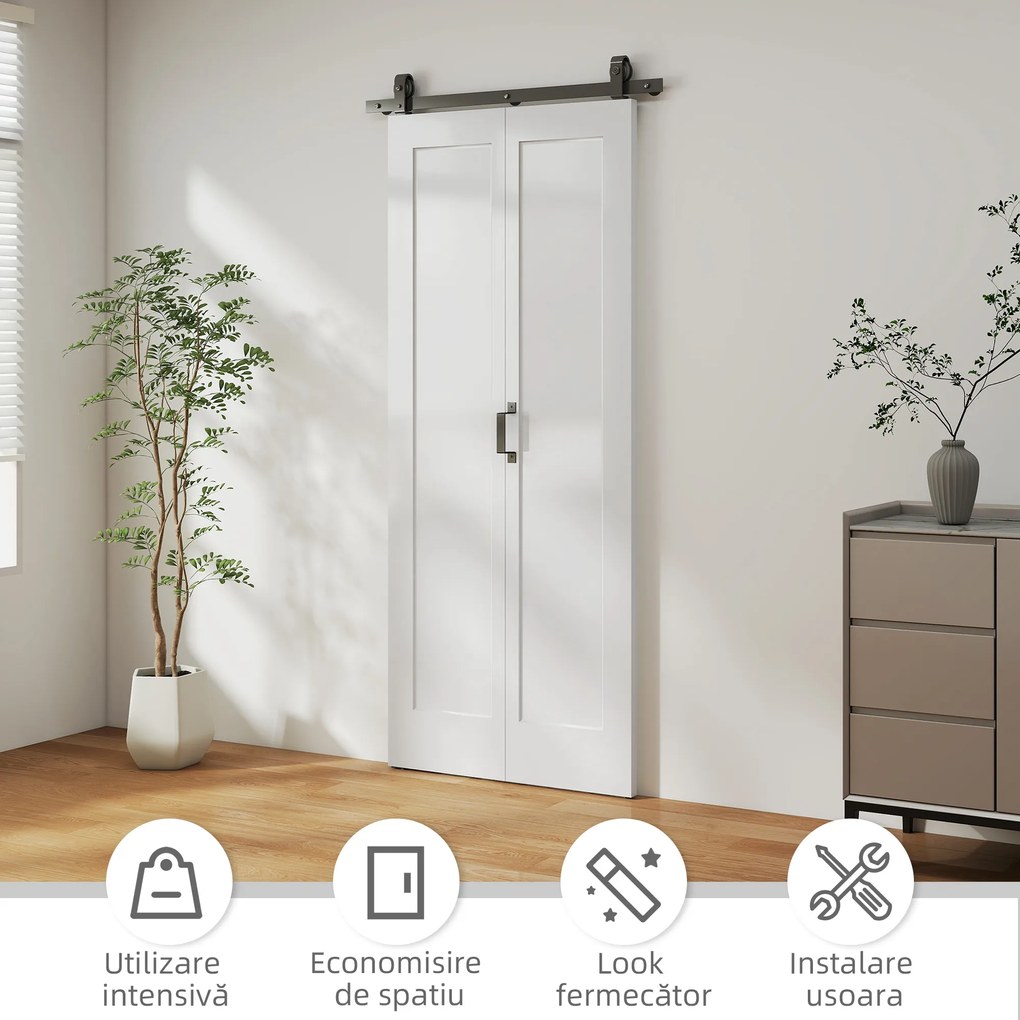 HOMCOM Ușă Pliabilă tip Carte cu Suprafață Vopsibilă 90x210 cm Alb | Aosom Romania