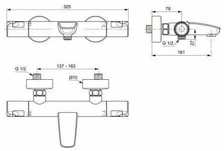 Baterie termostatica pentru cada Ideal Standard Ceratherm T50