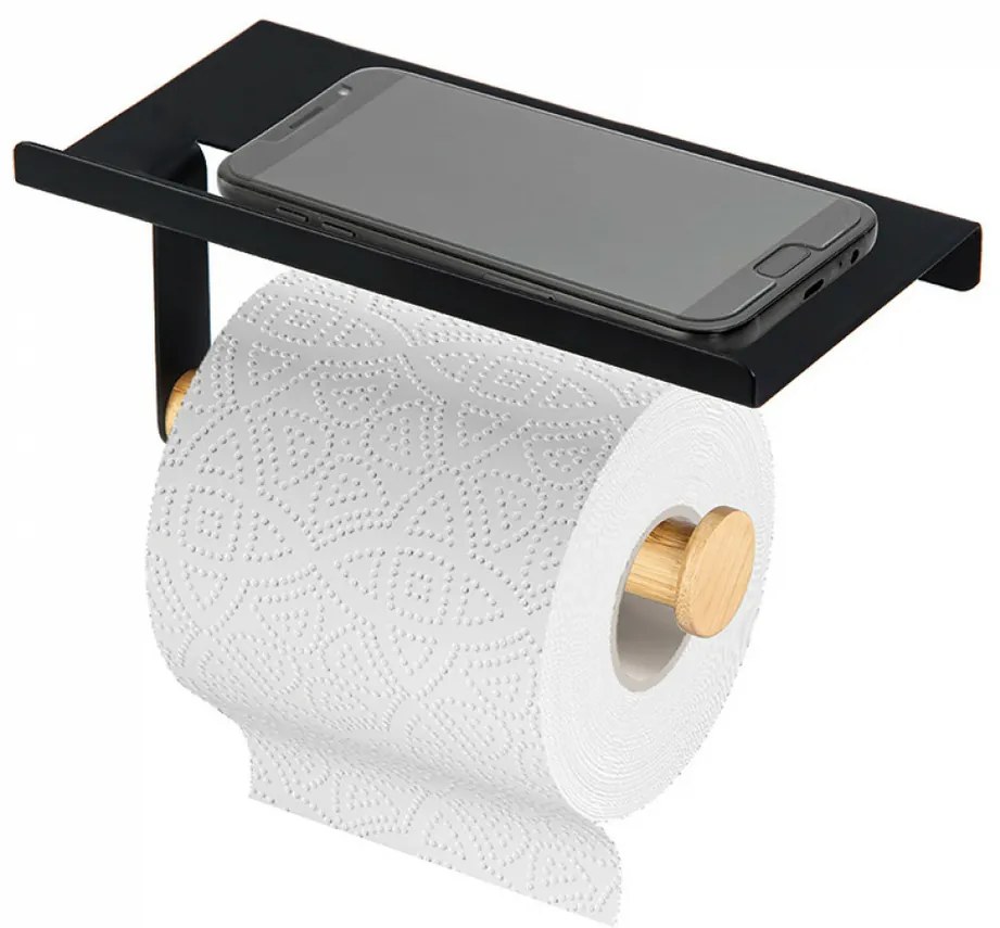 Suport hârtie igienică Altom PHONE, 18 x 10 cm,negru