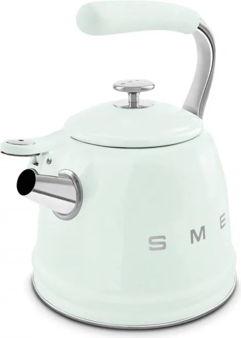 Ceainic cu fluier Smeg CKLW2001PG, 2,3 l, Toate plitele inclusiv inductie, Maner rece, Otel, Verde pastel