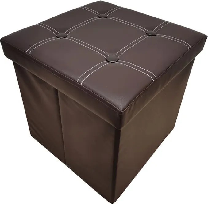 TABURET CUB, 38X38X38 CM, SPATIU DEPOZITARE, PIELE ECOLOGICA, MARO