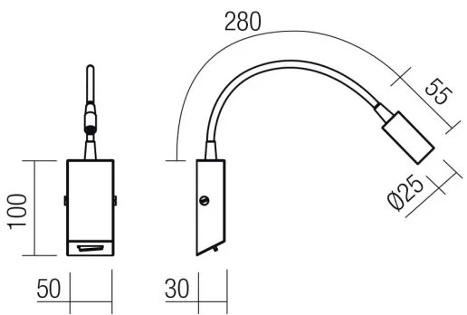 Redo 01-4802 - Lampă flexibilă LED HELLO, 3W, 230V, bronz