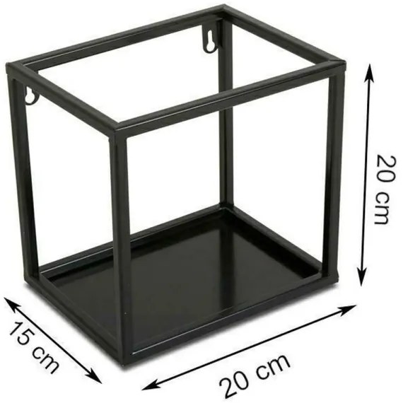 Poliță de perete neagră 20x20 cm