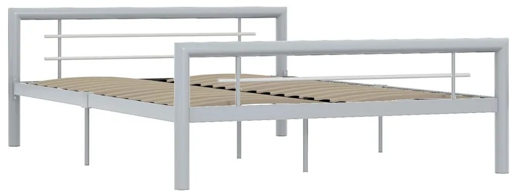 284559 vidaXL Cadru de pat, gri și alb, 140 x 200 cm, metal