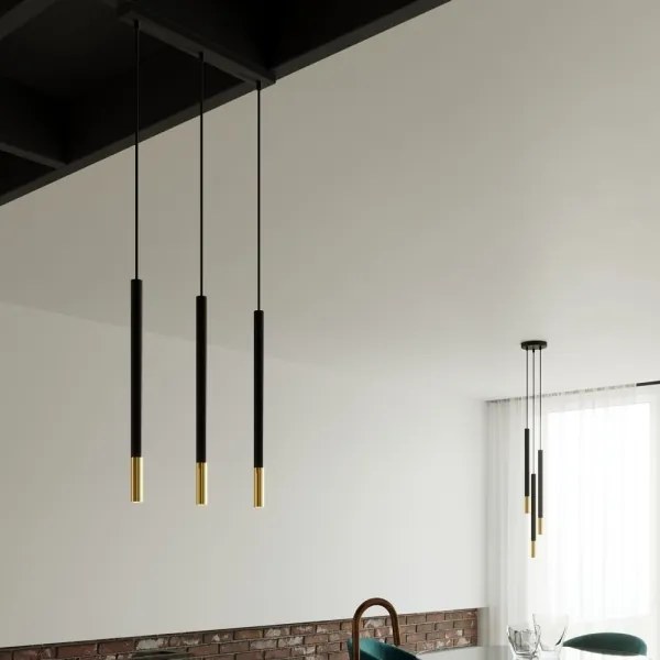 Lustră pe cablu MOSAIC 3xG9/12W/230V neagră/aurie