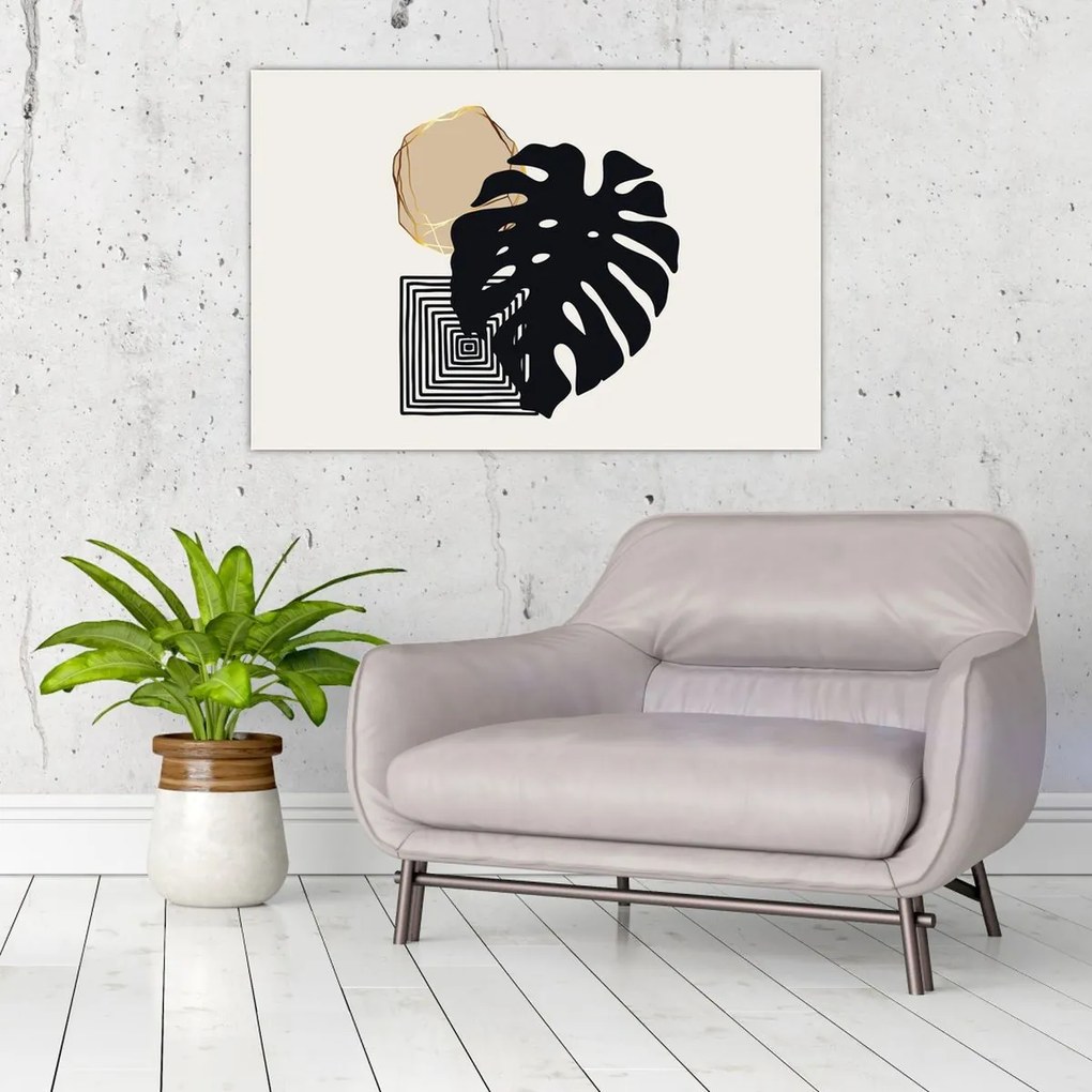 Tablou - Abstracție cu frunze tropicale N⁰2 (90x60 cm)