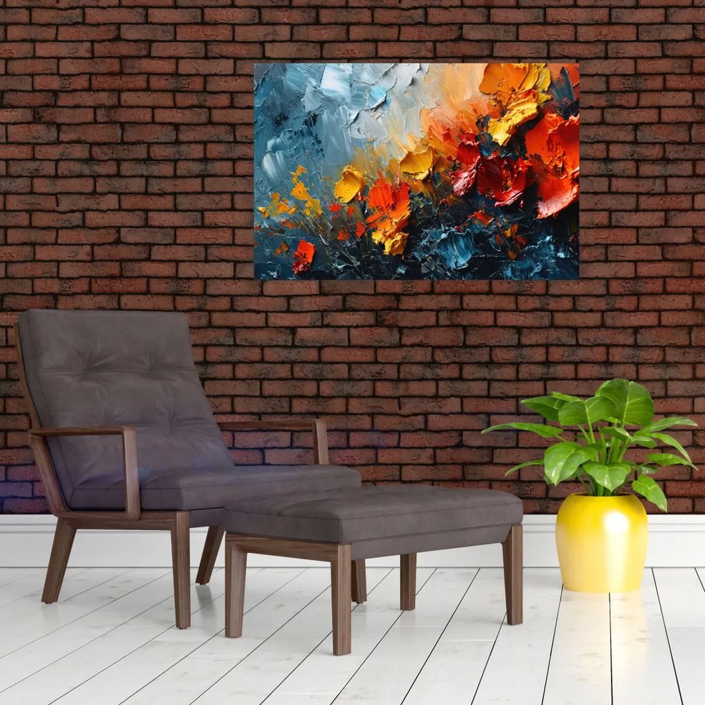 Tablou - Pictură abstractă de flori III. (90x60 cm)