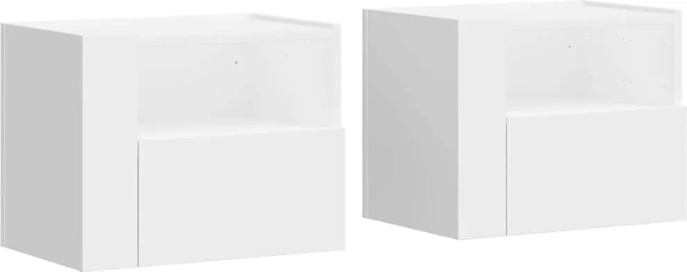 vidaXL Noptiere de perete, 2 buc., alb, 45x30x35 cm