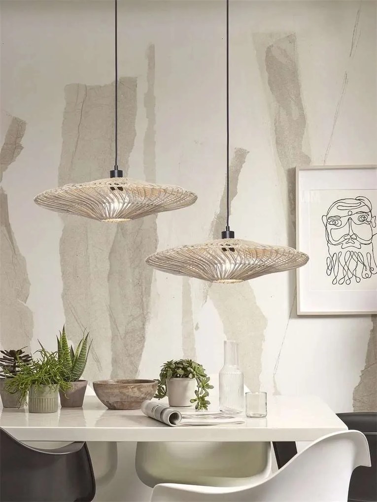 Lustra/Pendul eco din ratan Zanzibar flat 55cm L, white