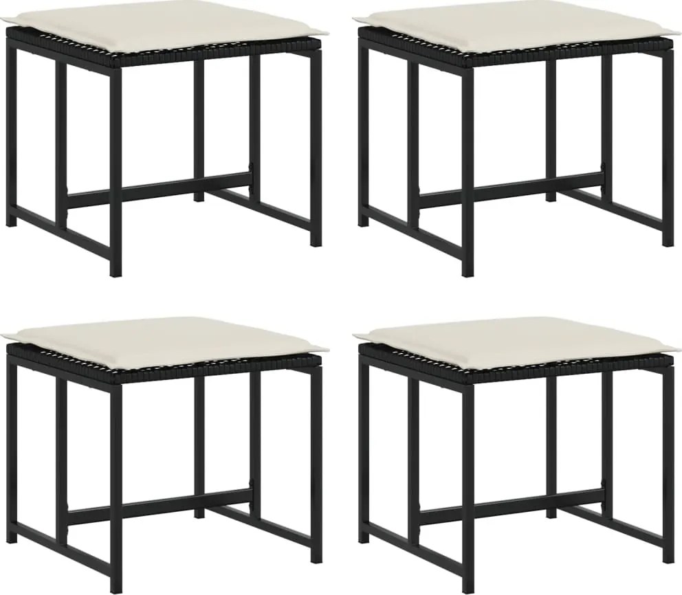 vidaXL Scaune grădină cu perne, 4 buc. negru, poliratan